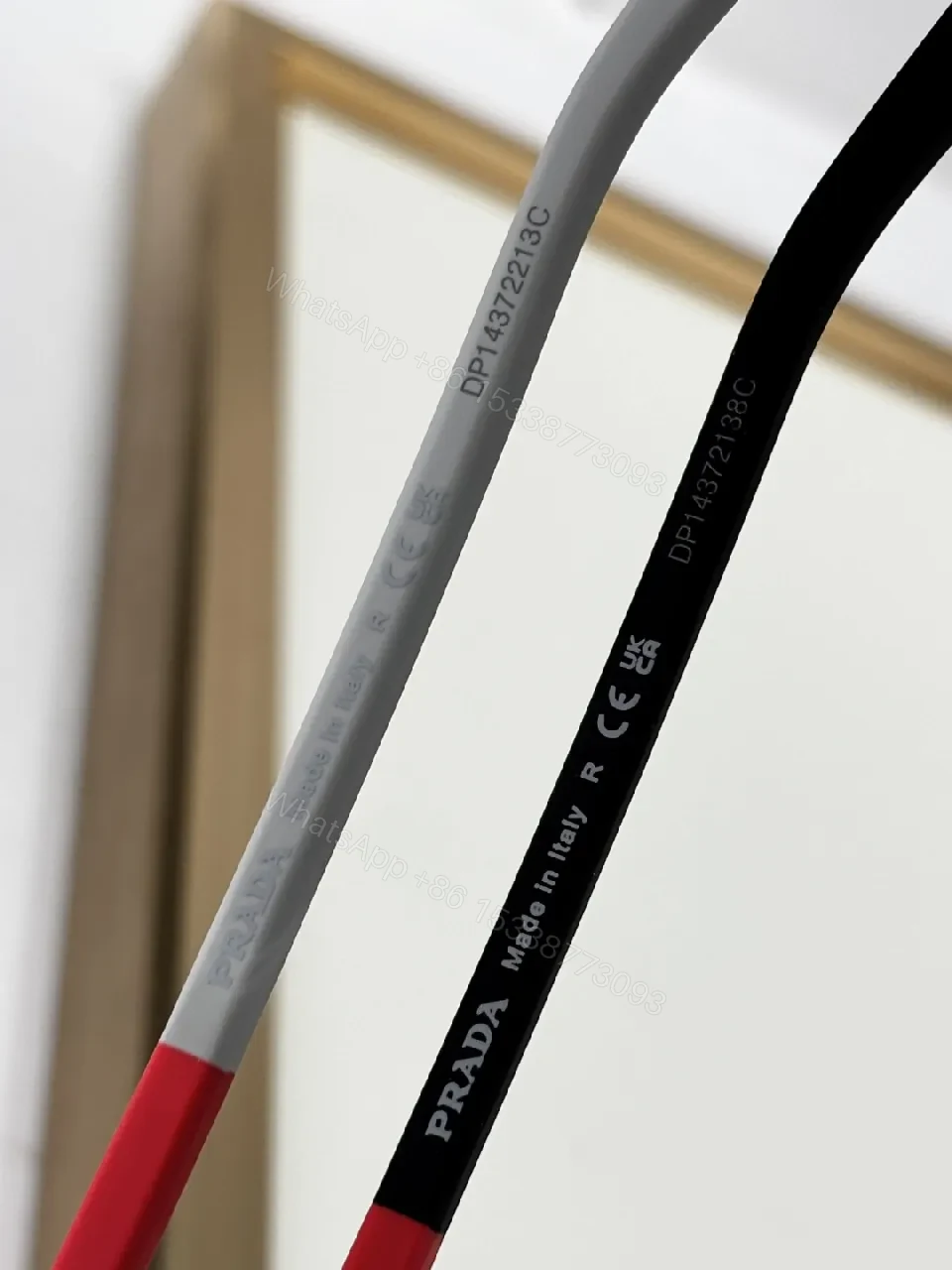View 8 of Matte Black Acetate Frame with Red Accents Eyeglasses