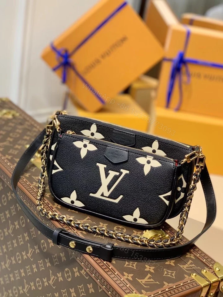 LV 一比一黑白拼色压纹链条单肩包 Mini腋下斜挎包 女士时尚百搭款 — view 1