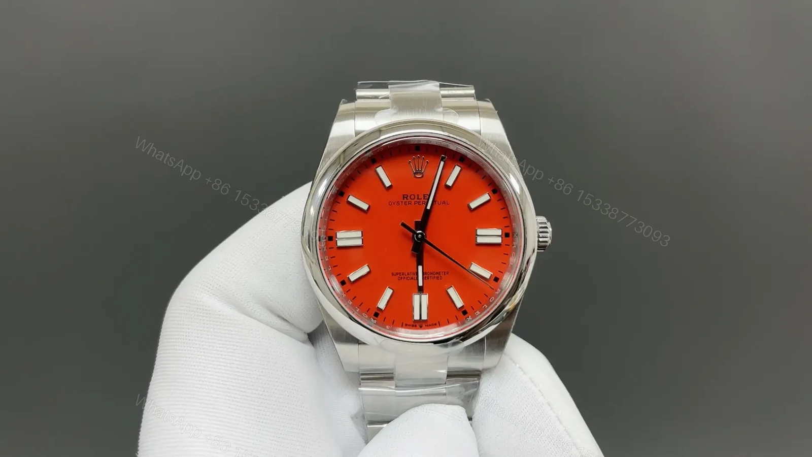 Rolex Oyster Perpetual 41 124300 Red Dial Watch 124300-0007 — view 1