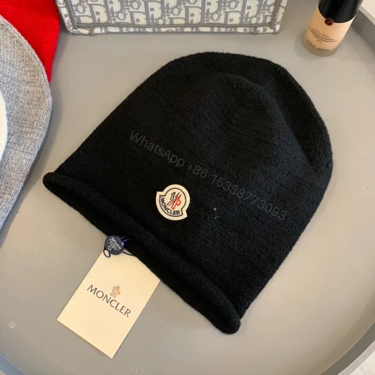View 6 of Moncler Black Wool-Blend Knit Beanie - Minimal Luxury