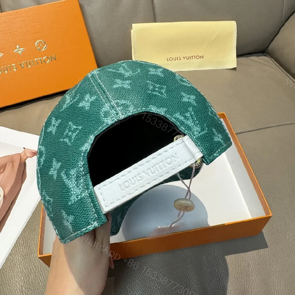 View 6 of Patterned Cap with Signature Monogram: Teal Luxury Cap