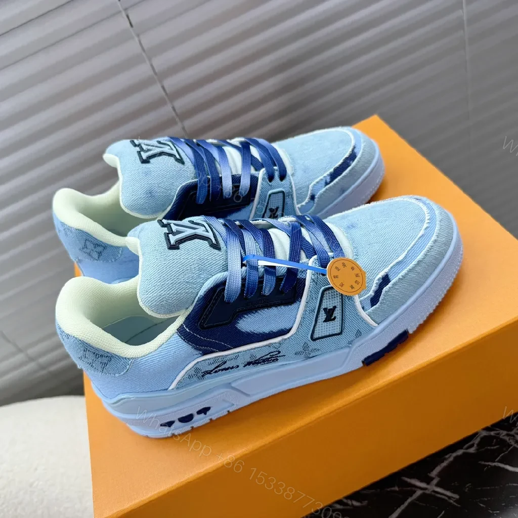View 3 of Denim-Texture Luxe High-Top Sneaker: Comfort & Flair
