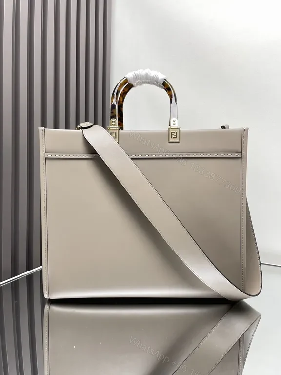 View 8 of Bold Fendi ROMA Structured Tote with Logo Detail