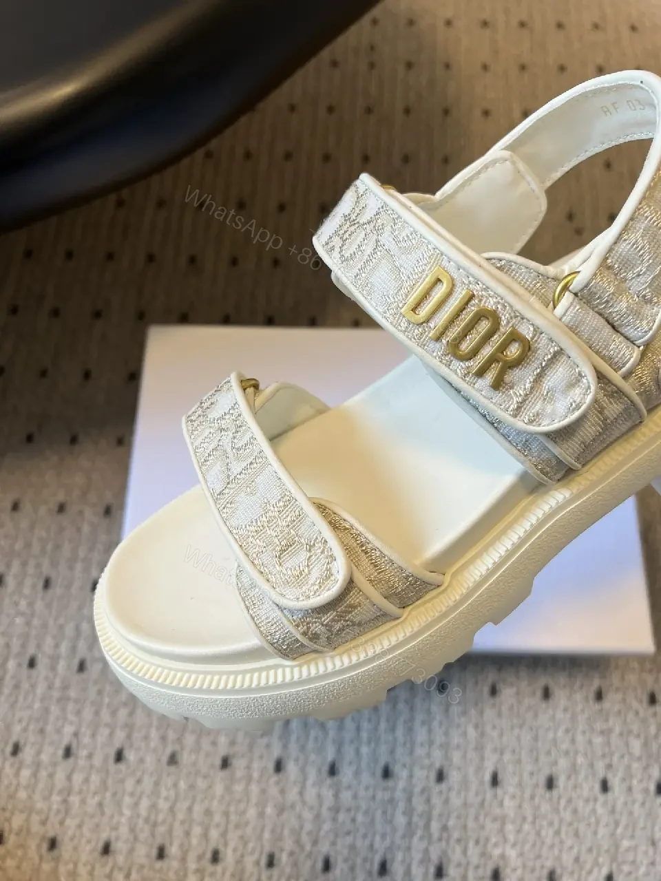 View 3 of Metallic Sandals: Luxe-Texture, Velcro Strap Comfort Platform