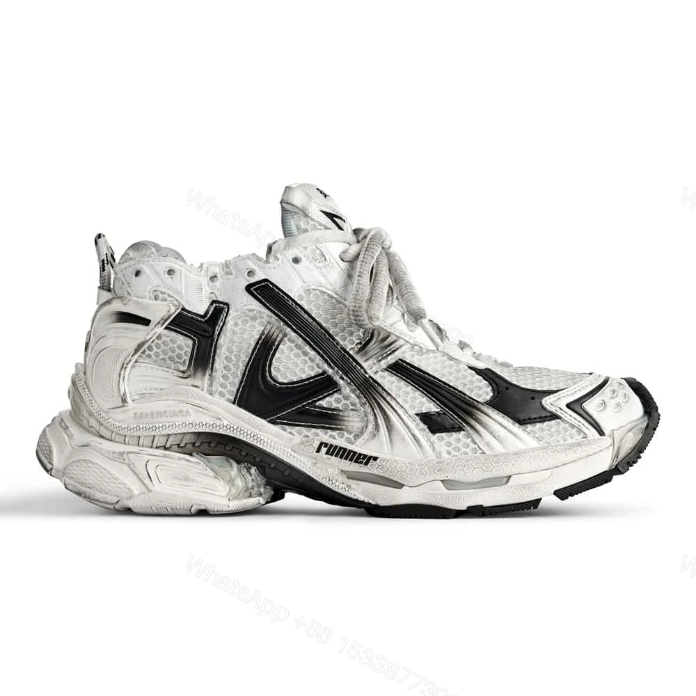 BALENCIAGA RUNNER GRADIENT SNEAKER IN WHITE AND BLACK POLYURETHANE AND POLYESTER – BB265 — view 1