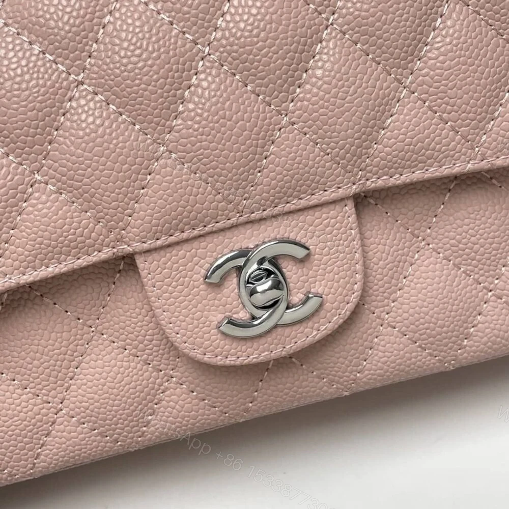 View 9 of Chanel Medium Classic Flap Bag Silver Hardware Pink 25Cm