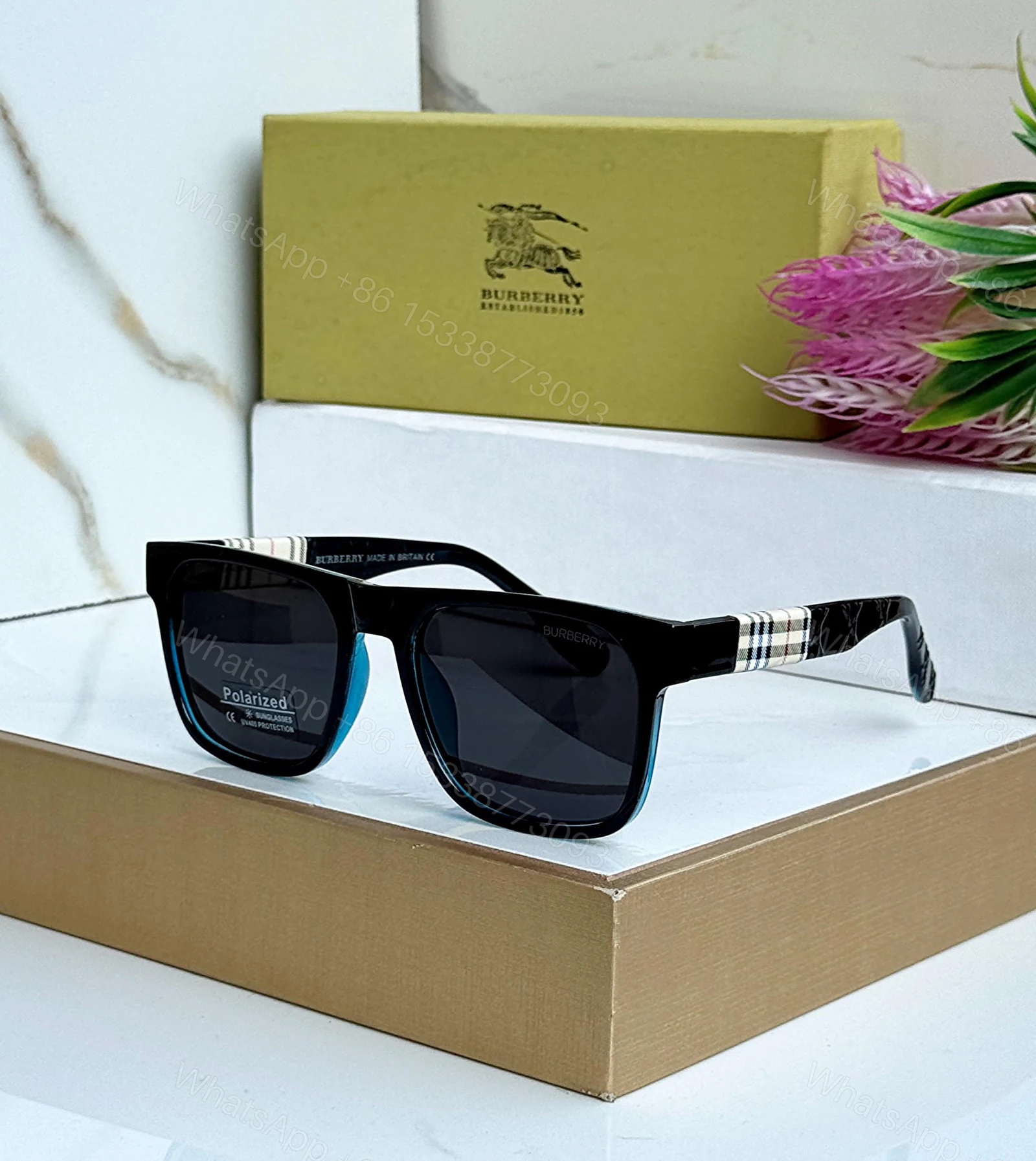 View 2 of Burberry Square Transparent Gradient Sunglasses