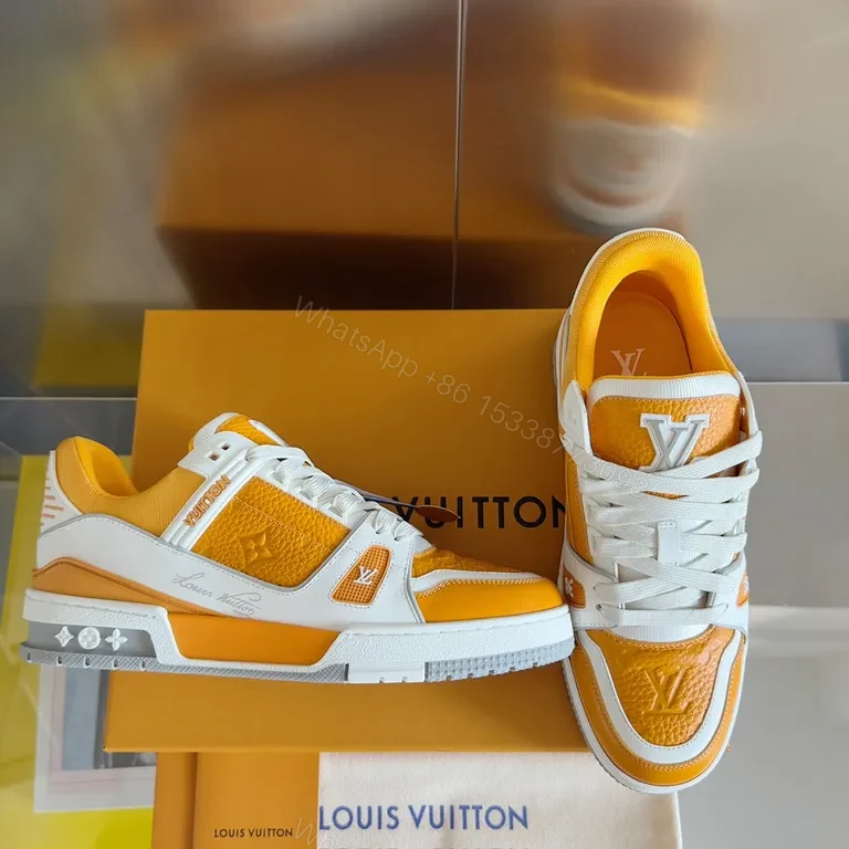 View 6 of Yellow Leather-Textile High-Tops: LV-Inspired Comfort Sneakers