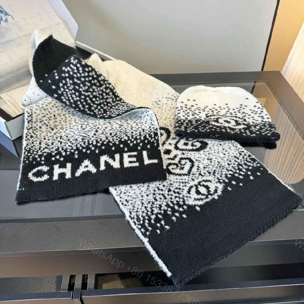 View 8 of Monochrome Luxe Knit Scarf & Beanie Set - Premium Winter