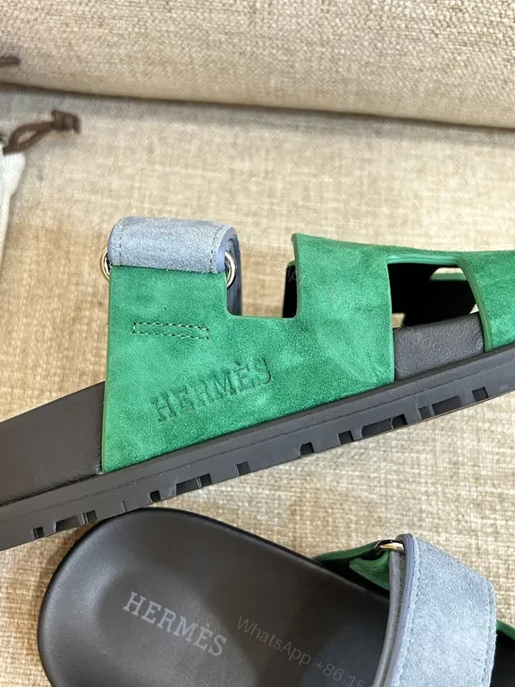 View 5 of Green & Blue Hermes-Style Sandals: Luxury Sneakers-Inspired Comfort