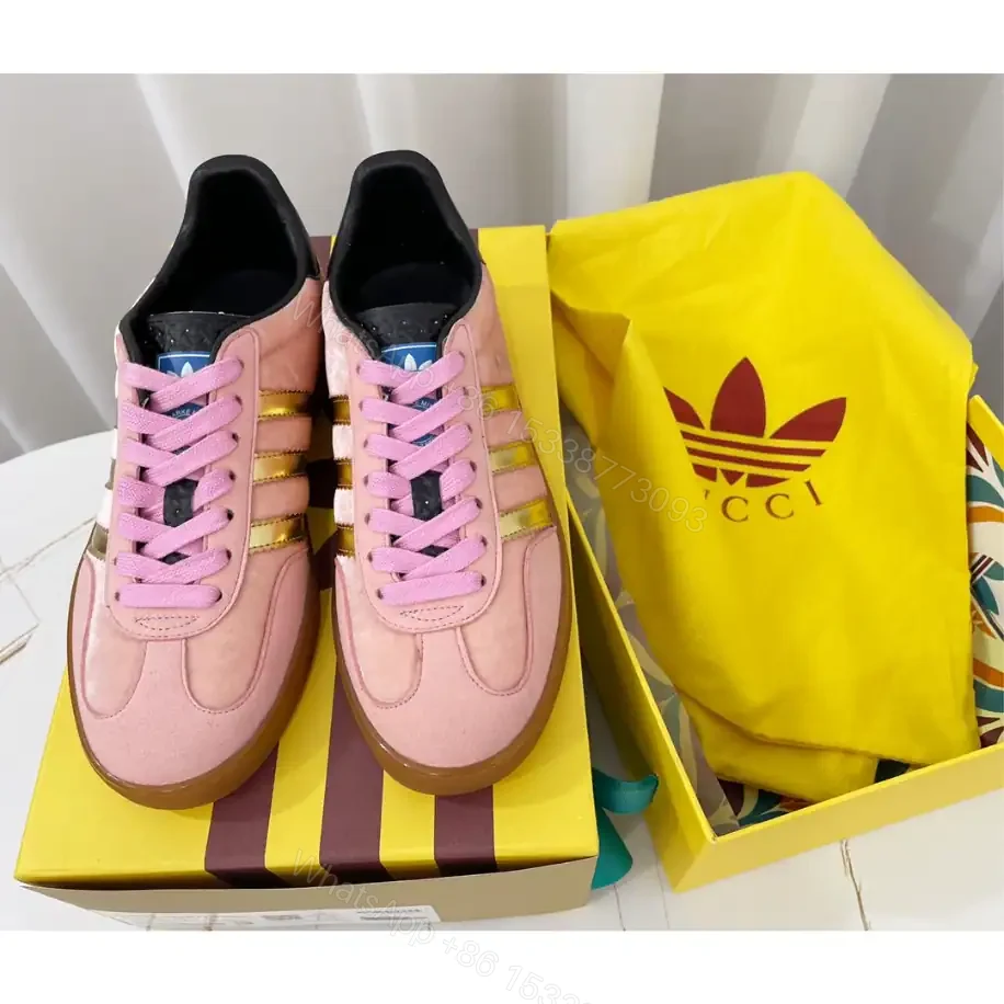 View 4 of GUCCI X ADIDAS GAZELLE SNEAKERS IN PINK VELVET – GC184