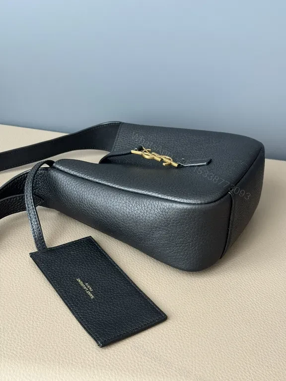 View 7 of Structured Leather Hobo with Gold YSL Accent â€“ Everyday Carry Bag