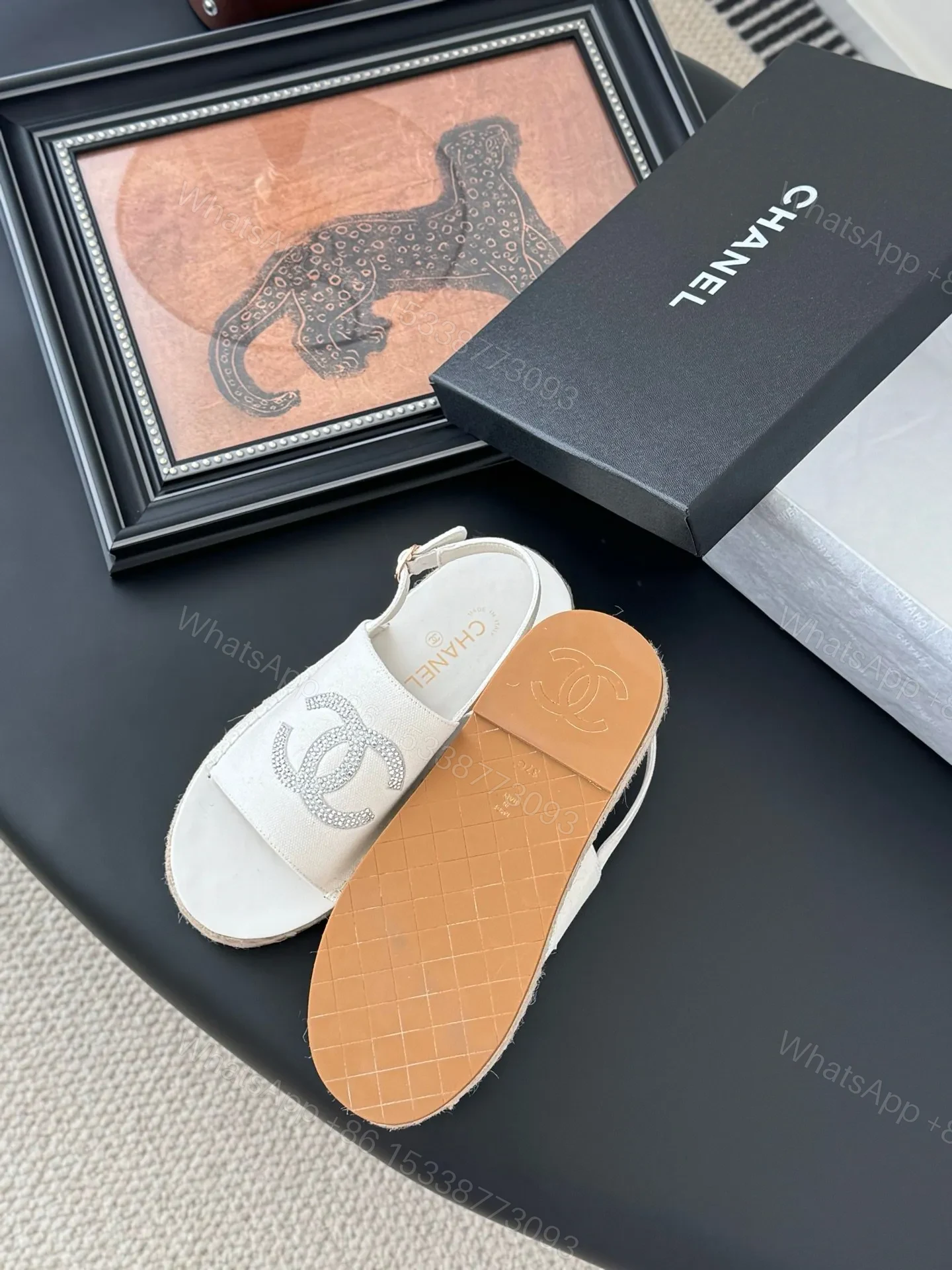 View 5 of Chanel Women White Canvas Espadrille Sandals
