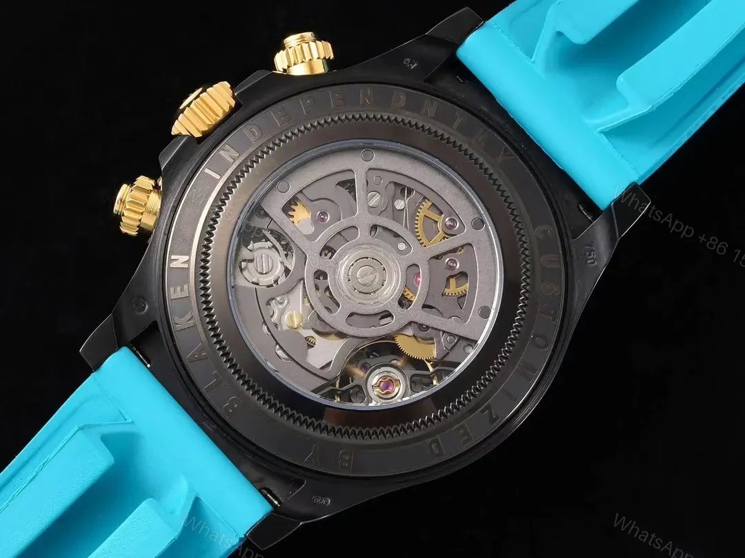 View 8 of Best Rolex Daytona Skeleton PVD Cyan replica 40MM Rubber Strap Edition RG-DAYTONA-SKELETON-PVD-CYAN-RUBBER-40