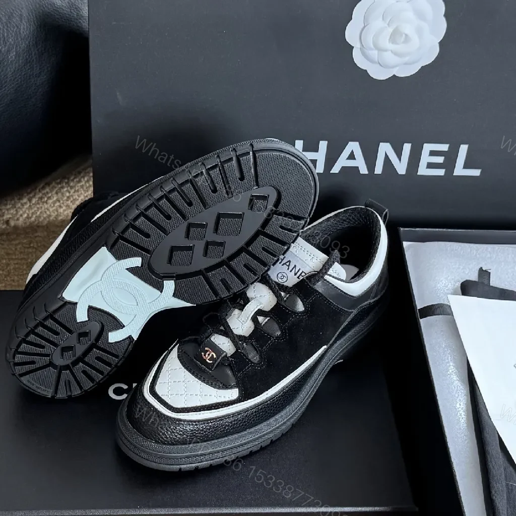 View 7 of Black & White Leather Knit Low-Top Sneakers: Couture-Contrast Comfort