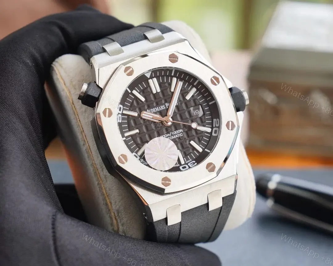 View 6 of BBR Factory Audemars Piguet Royal Oak Offshore Silver Dial Blue Accents Automatic Men’s Watch 42mm Stainless Steel Case with Rubber Strap