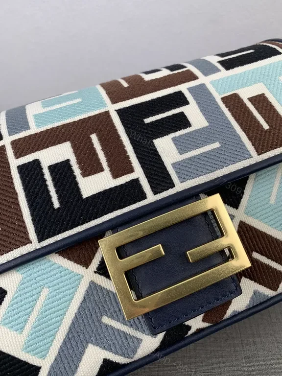 View 3 of Chic Pattern-Block Mini Bag with Luxe Emblem