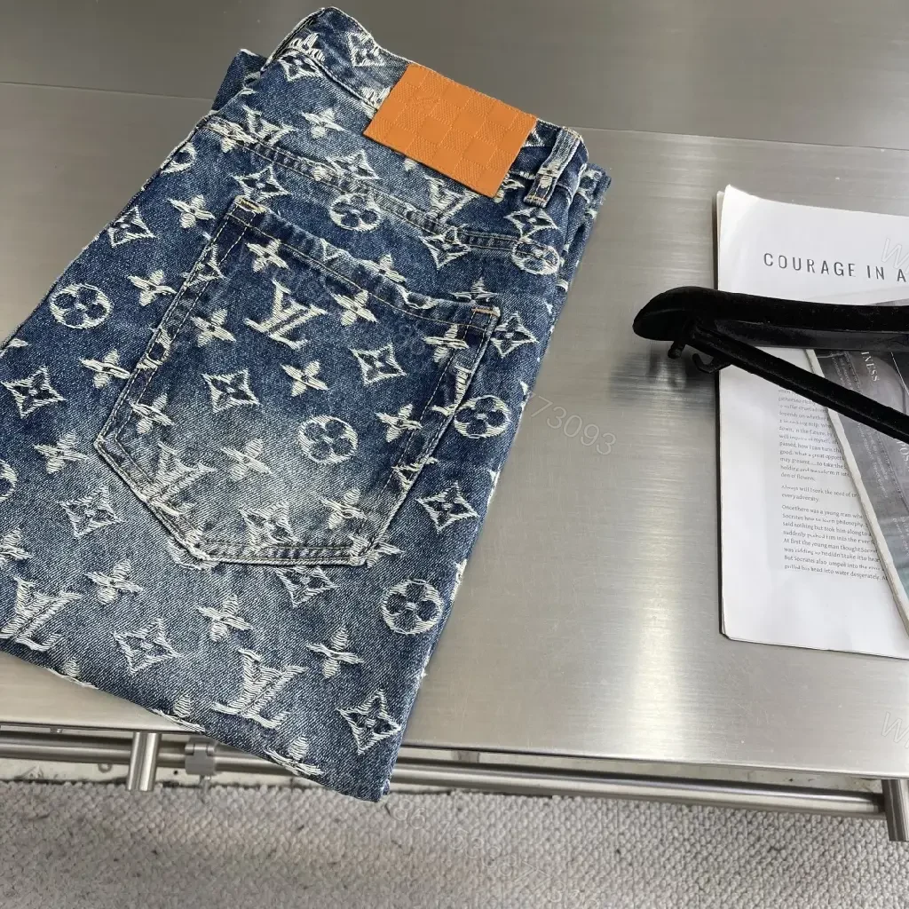 View 4 of Statement Denim: Monogram LV-Inspired Wide-Leg Jeans
