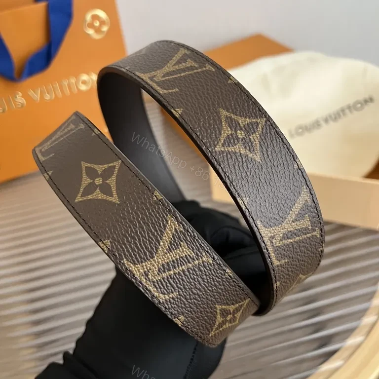View 5 of Brown Monogram Belt with Gold LV Buckle - Luxury Everyday