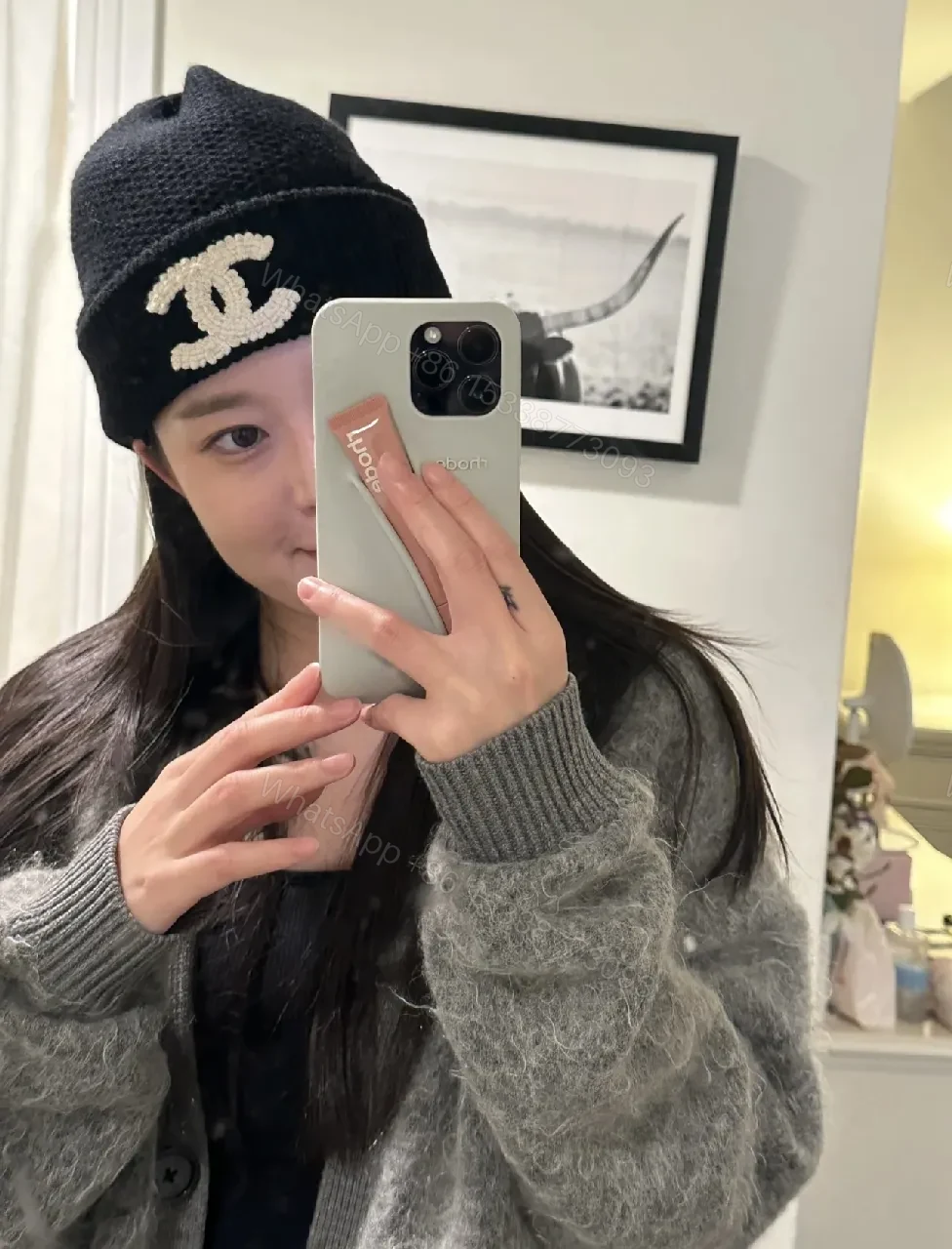 View 8 of Two-Tone Knit Beanie Set: Luxe Texture, All-Season Comfort