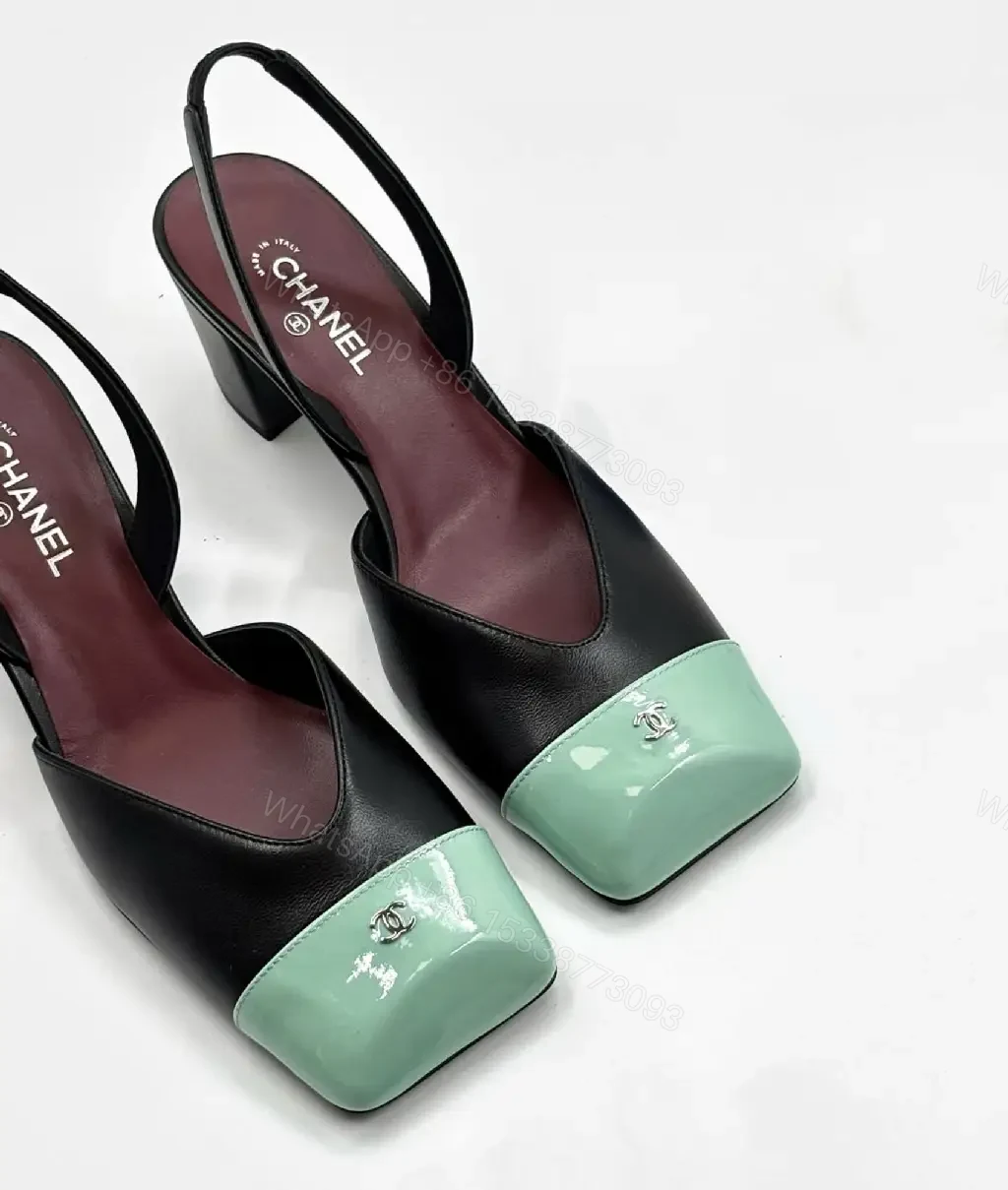 View 3 of Color-Block Block-Heel Sandals: Luxe Open-Toe Comfort