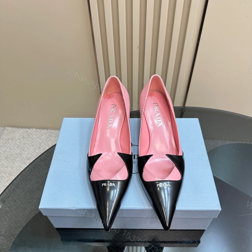 高仿Prada*1I976F尖頭走秀款高踭鞋5.5CM粉色免檢版 — view 1