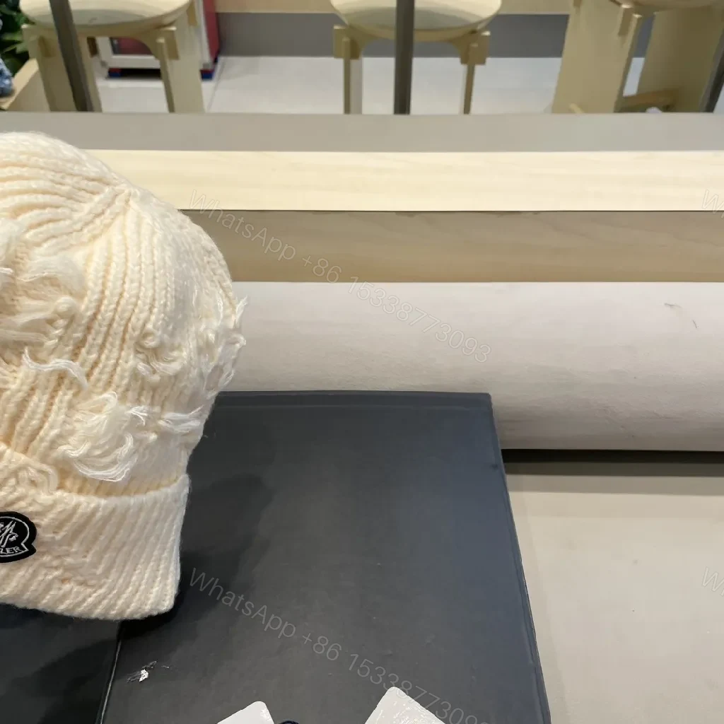View 10 of Cream Knit Beanie, Cream, Cable-Knit, Signature Emblem, Beanie