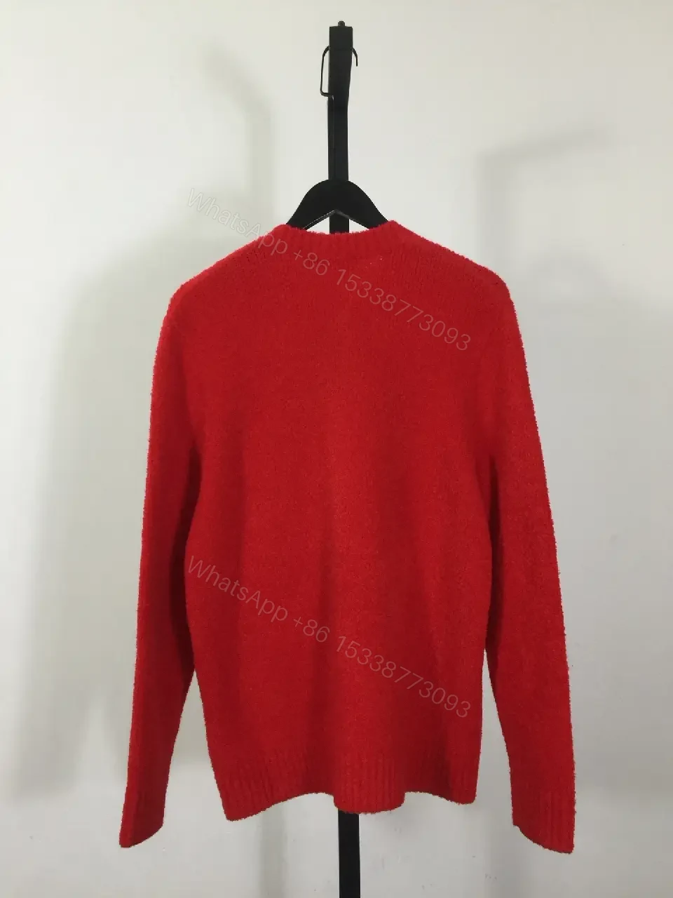 View 3 of Bold Red Cardigan with Luxe Logo Emblem - Cozy, Everyday Chic