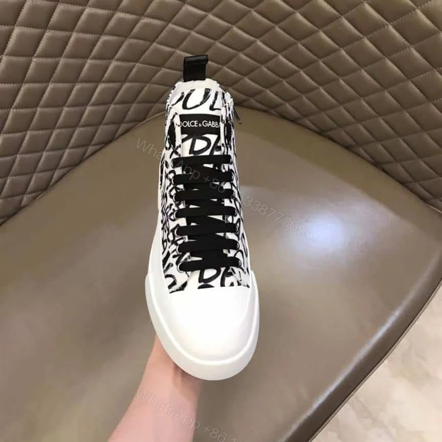 View 6 of DOLCE AND GABBANA CANVAS PORTOFINO LIGHT MID-TOP SNEAKERS WITH DG LOGO PRINT – DG109