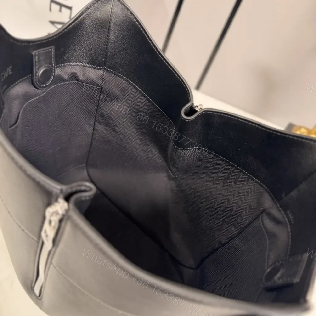 View 10 of Black Leather Tote, Structured, Luxe, Everyday Carry bag