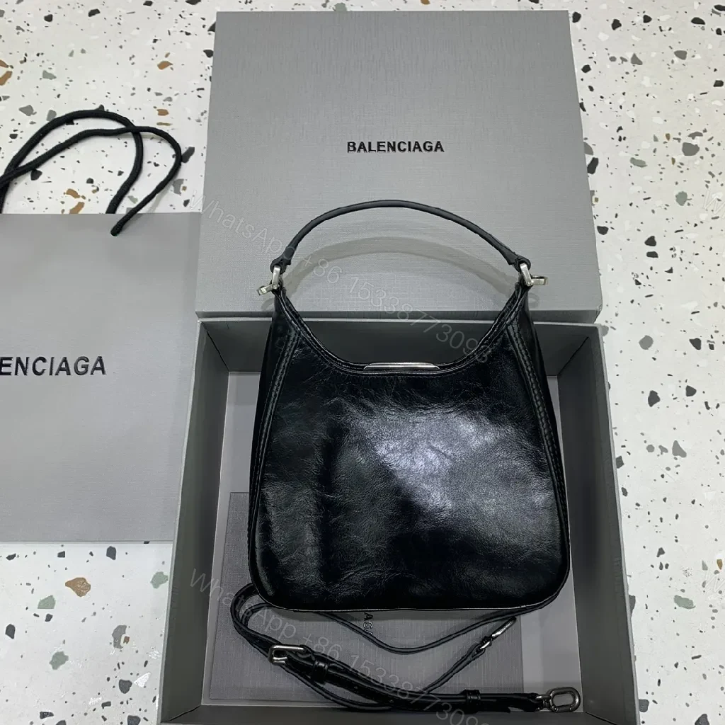 View 3 of Chic Black Leather Mini Bag with Double-B Clasp
