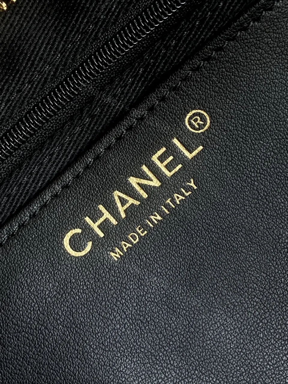 View 7 of Quilted Black Bag with Gold Emblem - Luxury Everyday Style