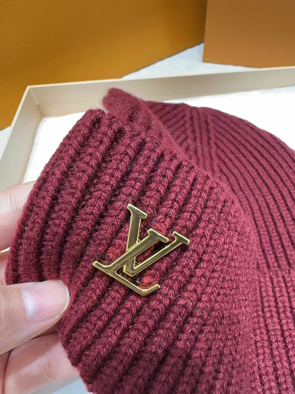 View 2 of Knit Beanie with Subtle Gold Accent — Everyday Luxe Warmth