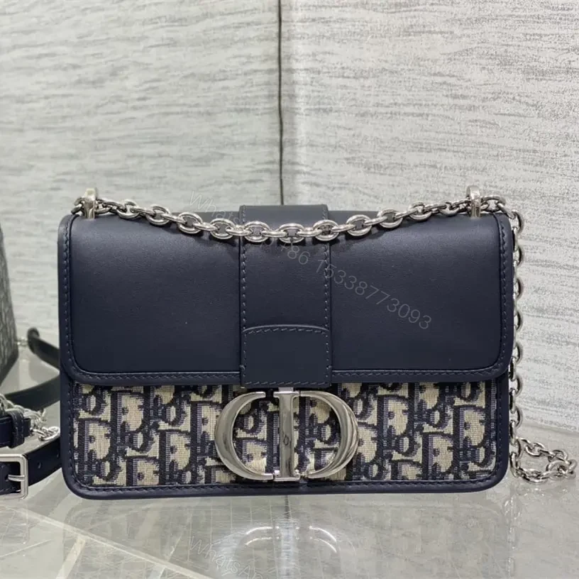 高仿Dior*Montaigne系列M920M928單肩包藍色中號免檢版 — view 1