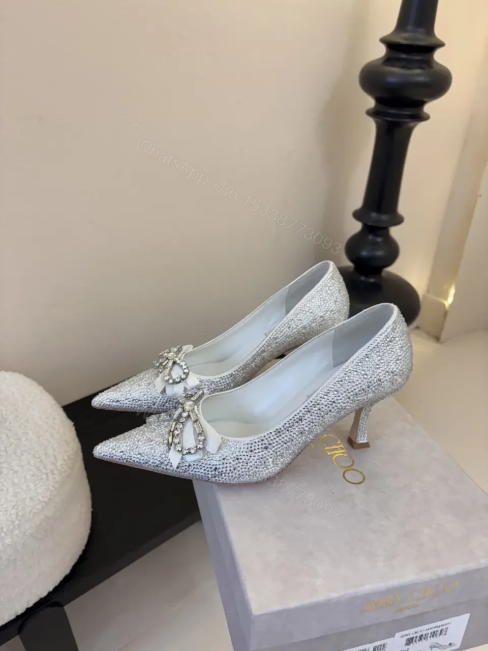 View 5 of Glitter Bow Pointed-Toe Pumps - Night-Glow Luxury Shoes
