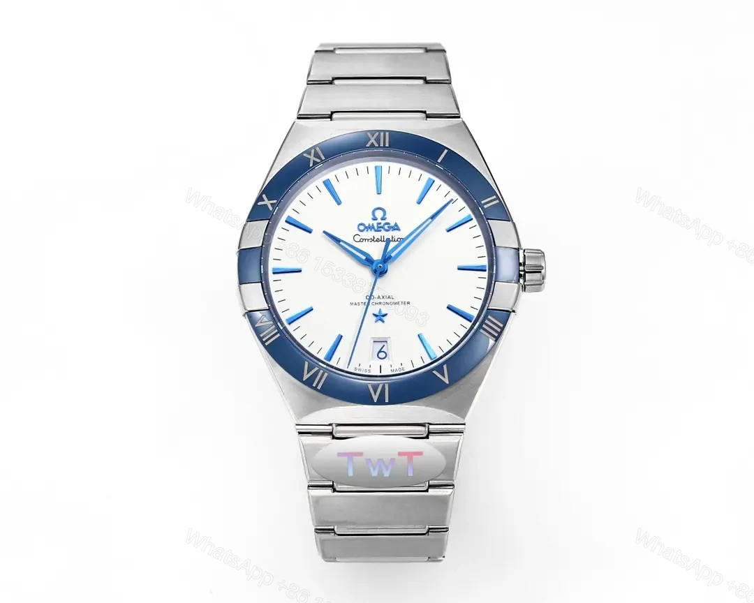 Omega Constellation Star Series 5th Generation Ceramic Bezel Watch 41MM Silver with Blue Dial — view 1
