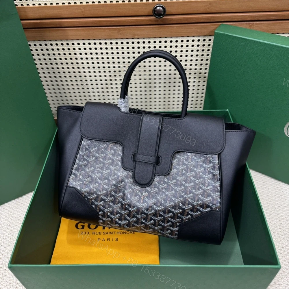 高仿Goyard*SAIGOC10手提托特包雙拼黑色大號免檢版 — view 1