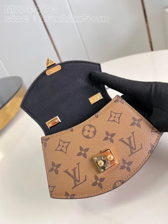 View 5 of Compact Monogram Luxe Handbag: Dual-Tone Gold Lock