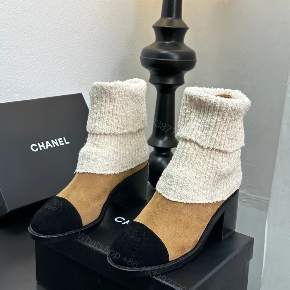 View 6 of CHANEL KNIT BOOTS BEIGE G46038 B18433 NZZX3