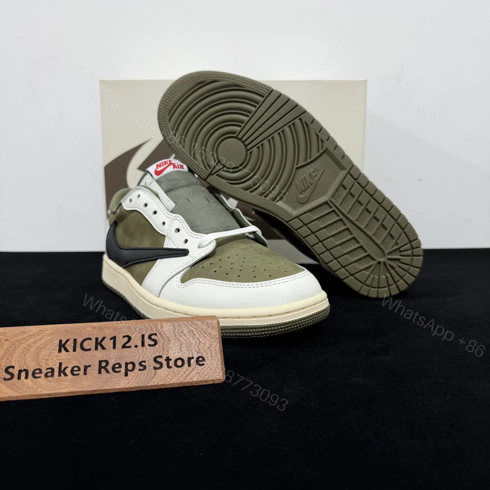View 3 of Travis Scott x Air Jordan 1 Low Medium Olive Reps