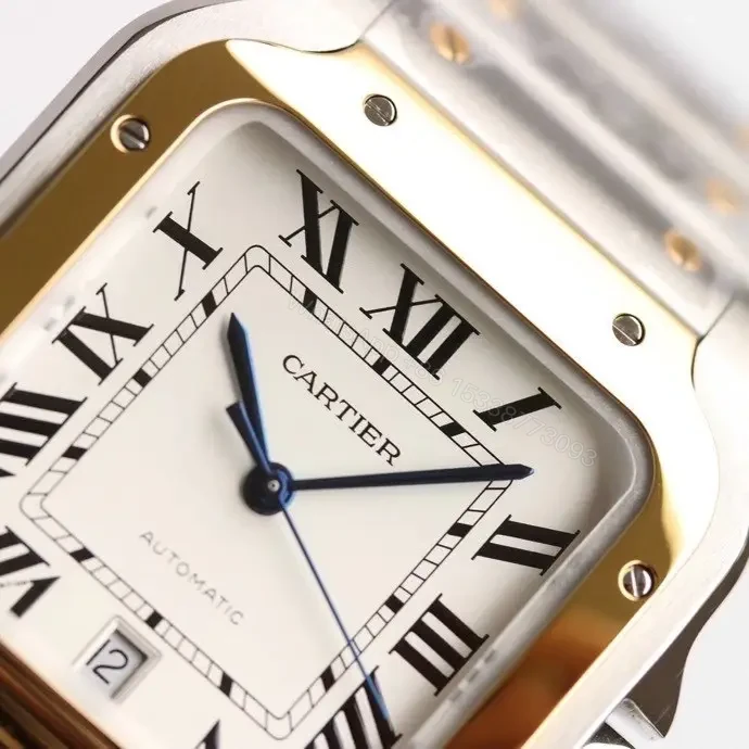 View 3 of Cartier super clone Santos White Dial Two-Tone Bracelet Premium 40MM RG-CARTIER-SANTOS-WHT-TT-BRC-40