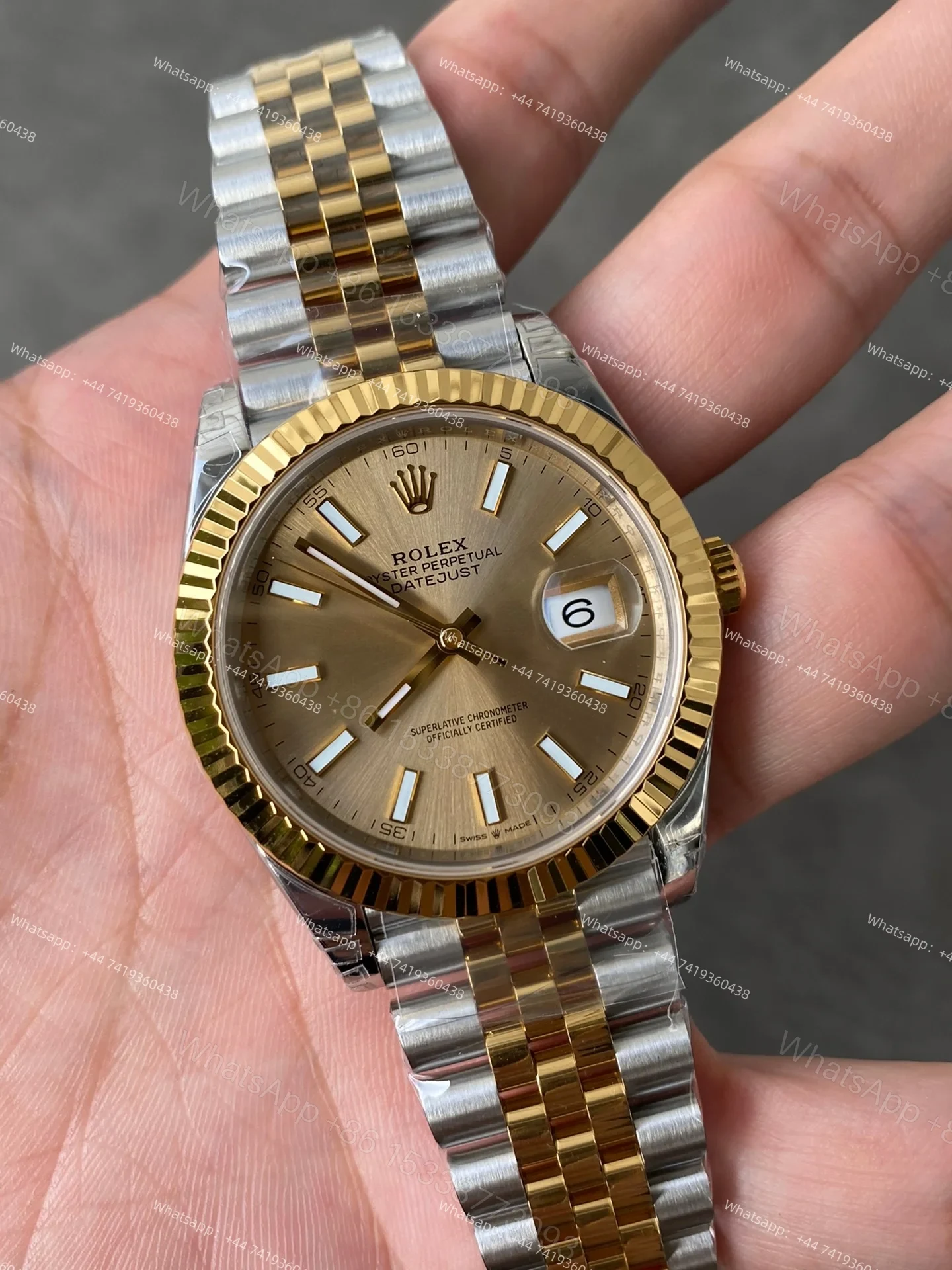 View 5 of Rolex Datejust M126333-0010 Gold Dial 1:1 Replica Jubilee 41MM 3235 Movement Super Clone Watch
