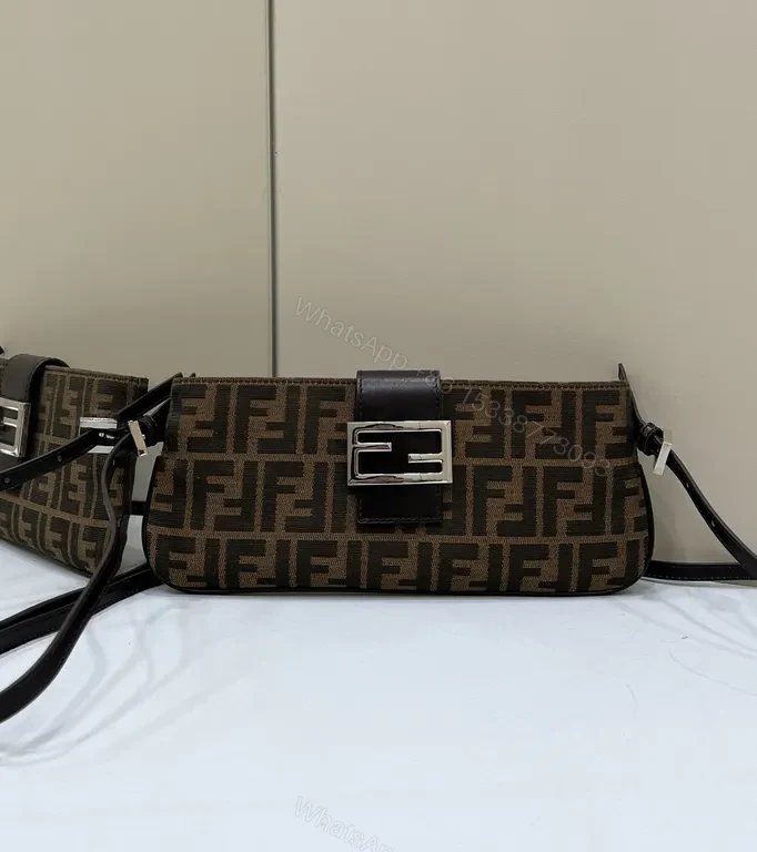 View 4 of Brown Monogram Denim Clutch: Luxe Leather-Trim, Crossbody + Envelope Carry
