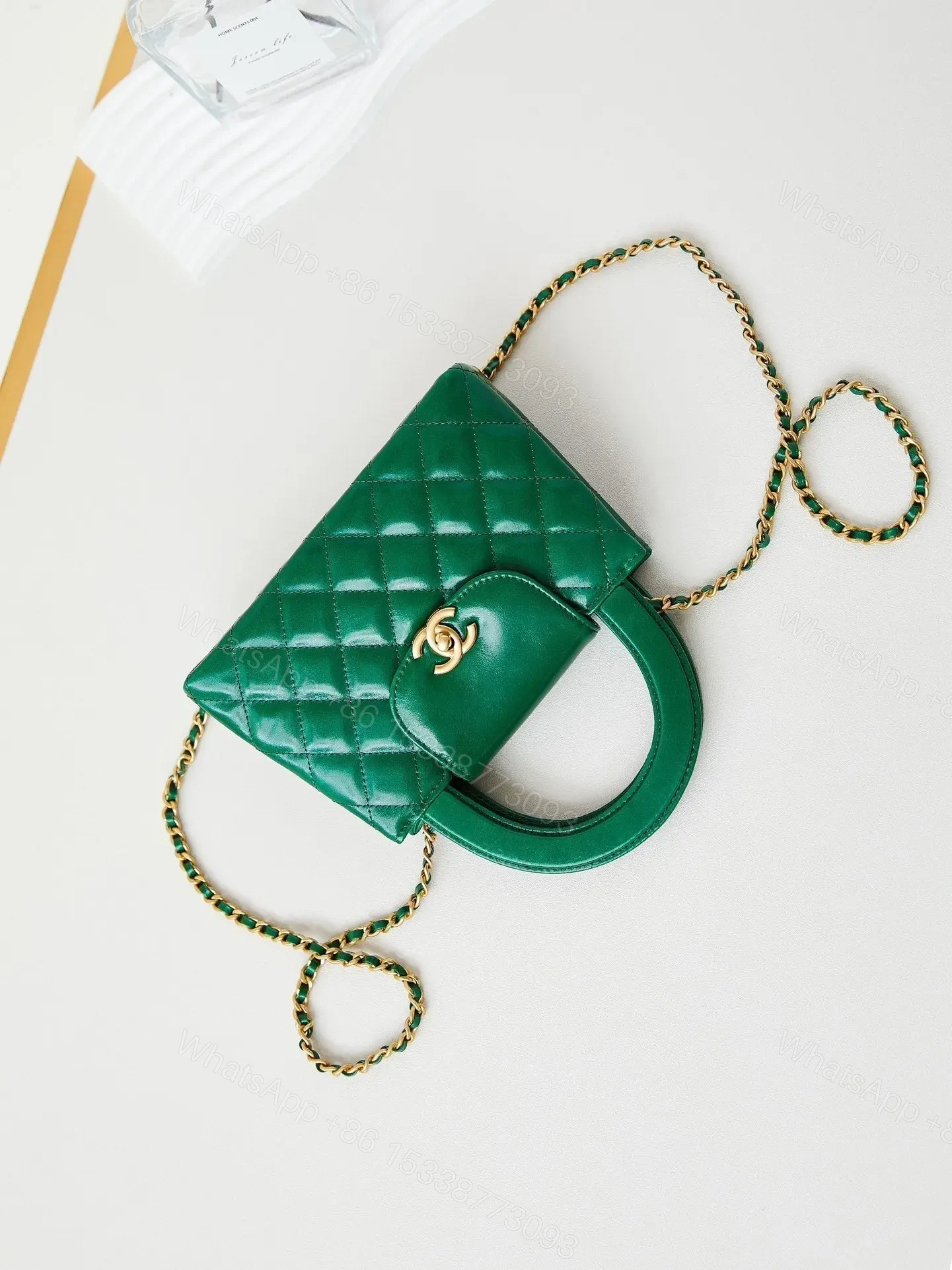 View 5 of CHANEL KELLY MINI 19 BAG IN GREEN FOREST CALFSKIN
