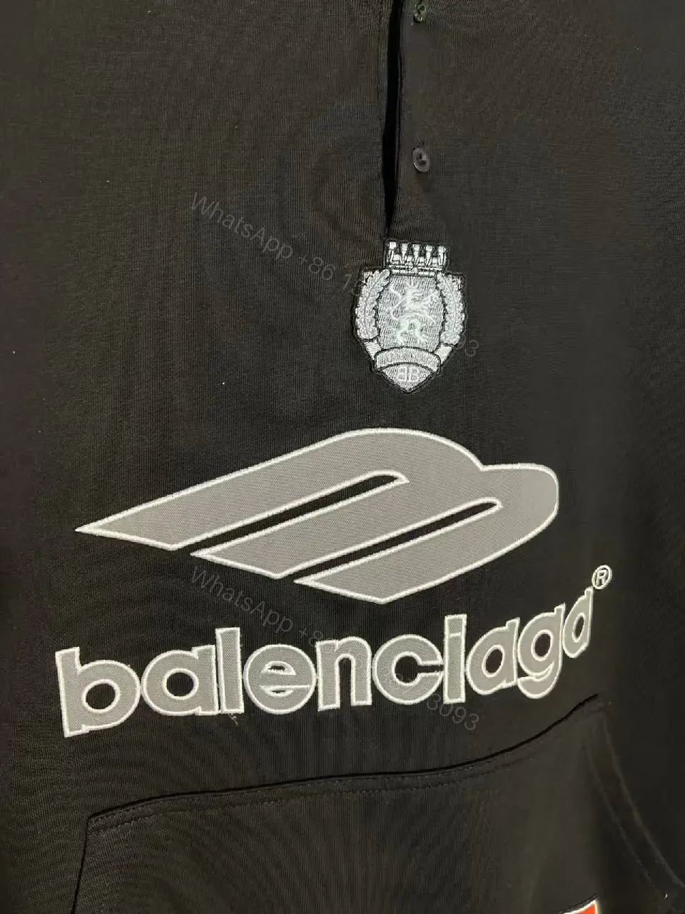 View 10 of Black + Cotton Blend + Streetwear + Bold Logo Luxe Hoodie