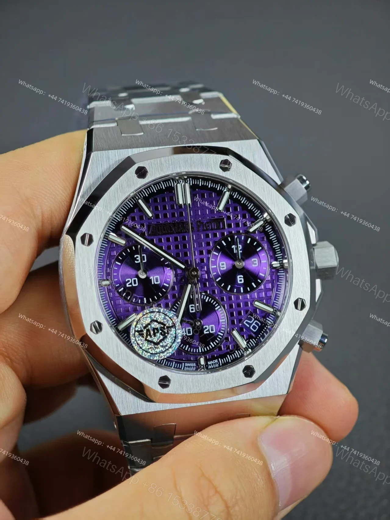 View 16 of Audemars Piguet Super Clone Royal Oak Purple Dial 26240 Chronograph 41mm Cal.4401