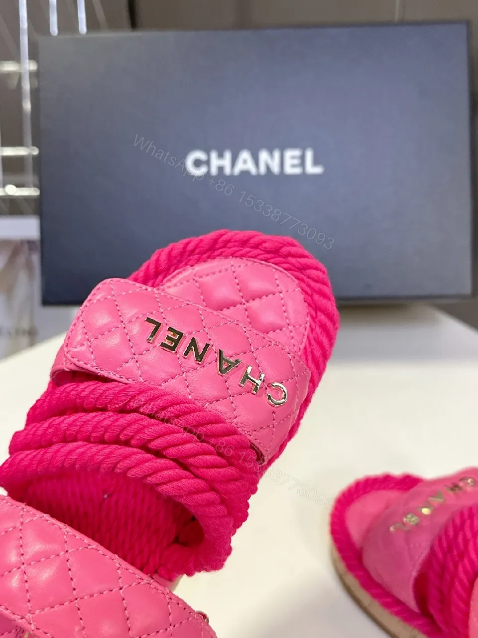 View 4 of Vibrant Pink Satin Sandals - Quilted, Braided, All-Day Comfort