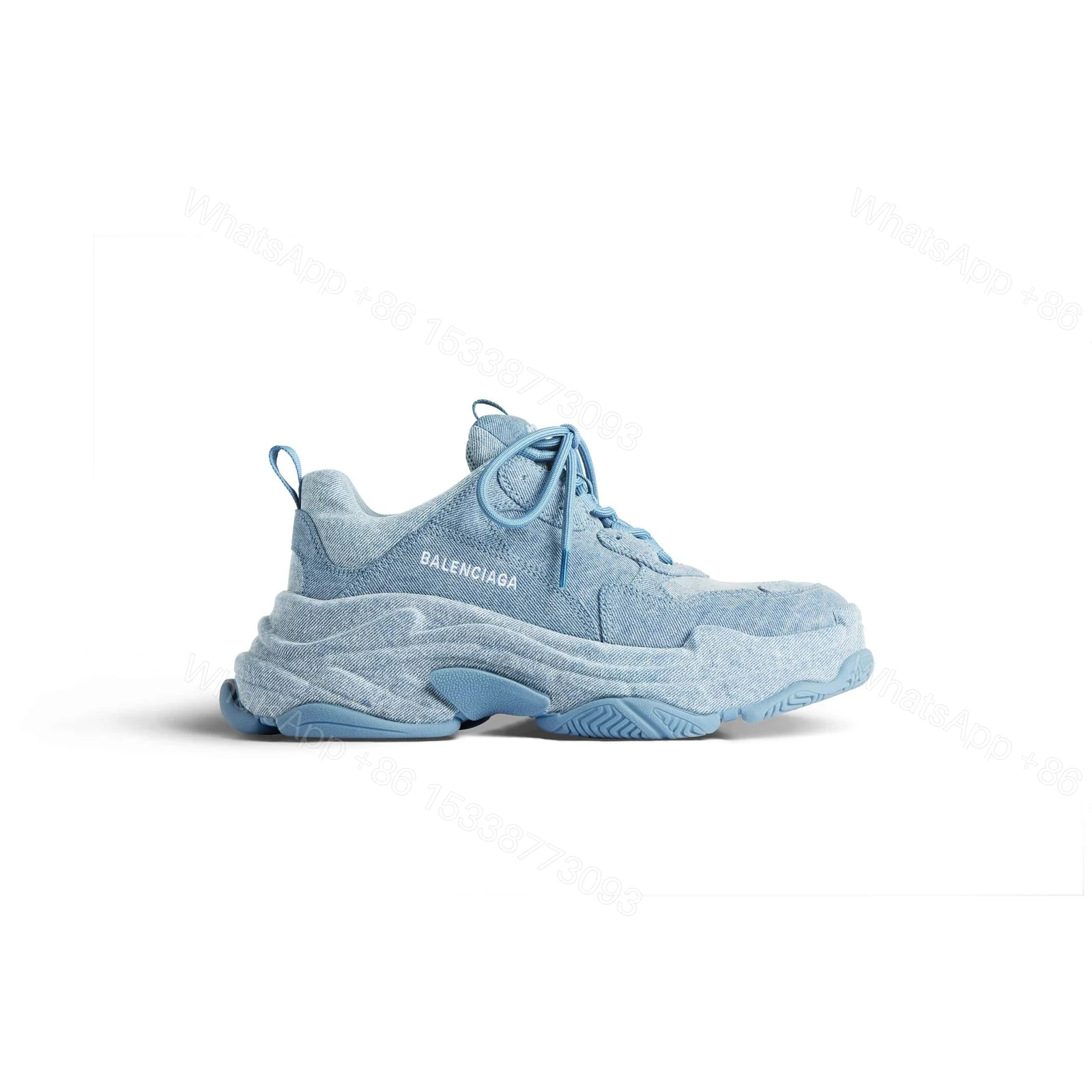 BALENCIAGA WOMEN’S TRIPLE S SNEAKER DENIM IN BLUE – BB255 — view 1