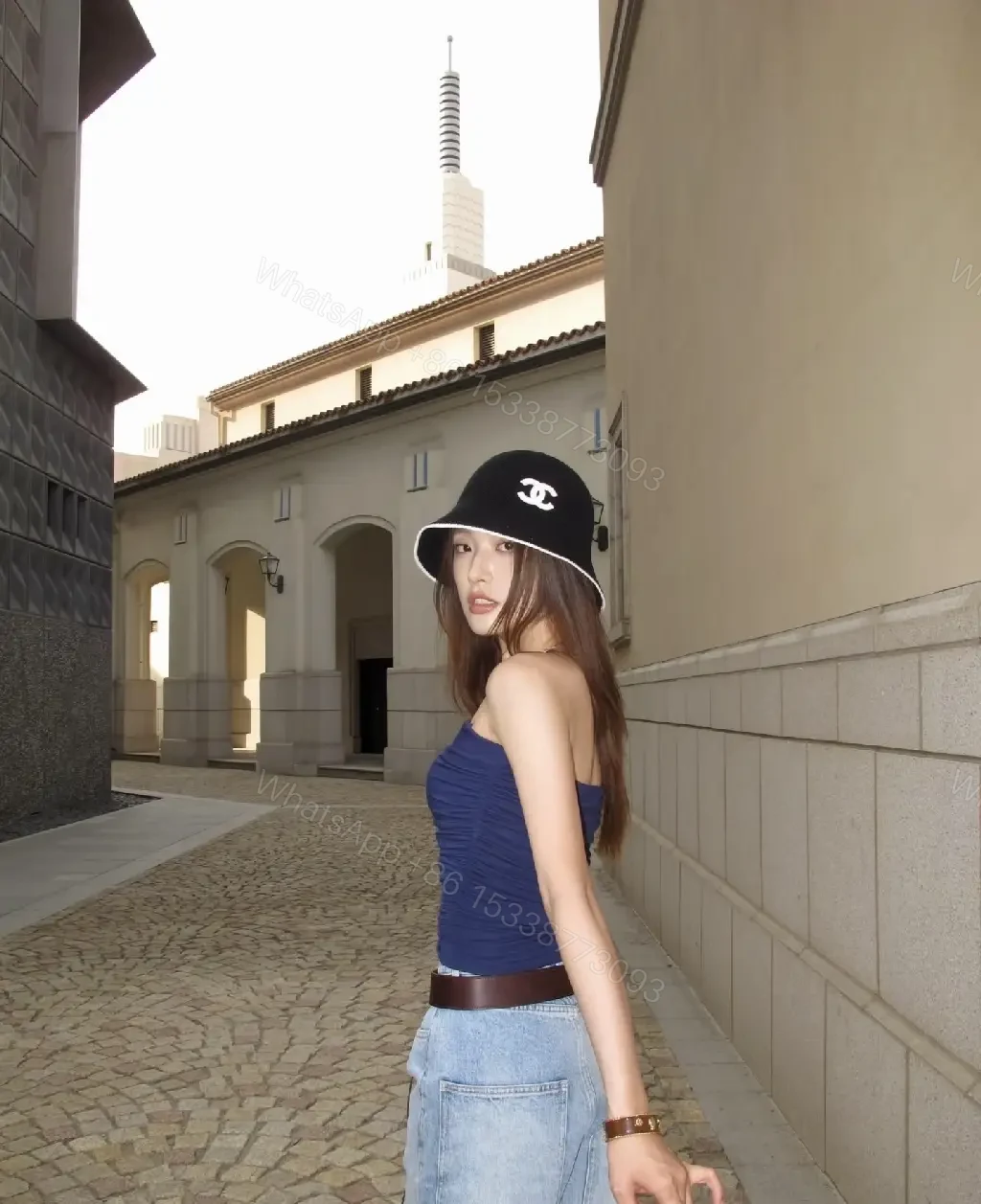 View 7 of Woven Bucket Hat: Dual-Color Luxe Texture, Logo Accent