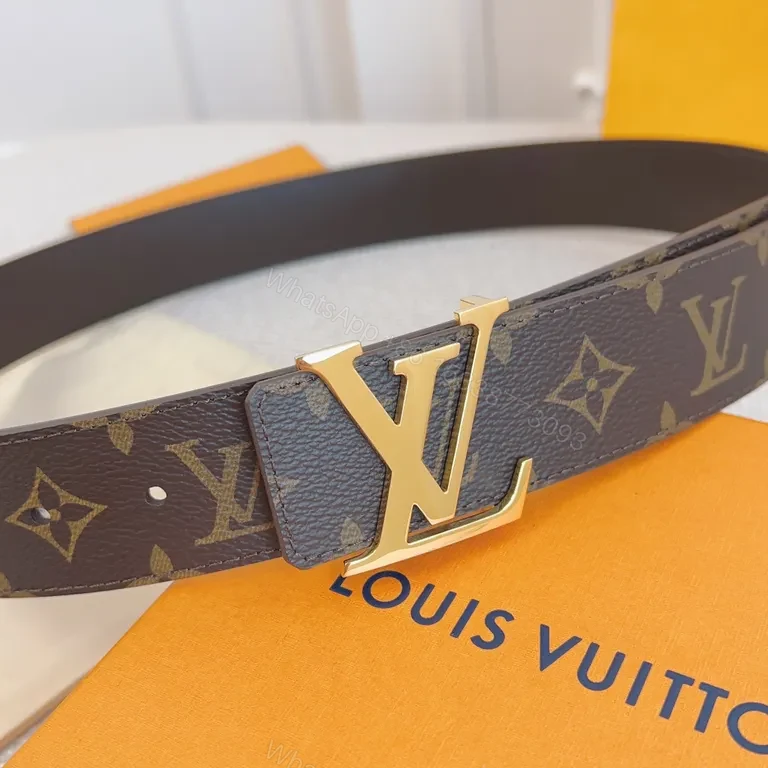 View 6 of Gold LV Monogram Belt â€“ Premium Leather, Everyday Luxury